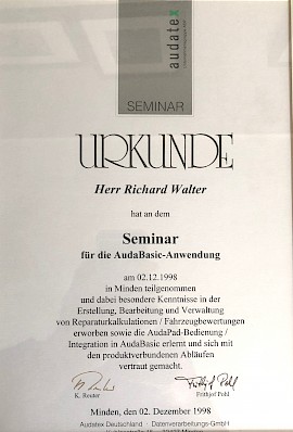1998 Urkunde Weiterbildung